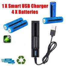 18650 USB Rechargeable Battery, 3000mAh Large-Capacity 3.7V Lithium-Ion Battery, 18650 Flashlight Headlamp Battery Set - 藍色 - 查看 6