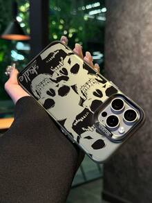 1pc Skull Design Shockproof Anti-Scratch Protective Phone Case, Suitable For Everyday Use And Travelers, Compatible With IPhone XR/11 Pro Max/7P/8P/12 Pro/12 Pro Max/13 Pro/13 Pro Max/14 Pro/14 Pro Max/15 Pro/15 Pro Max/14/15Plus/16E/16 Pro/16 Pro Max/17 Pro/17 Pro Max/Air/SMART8, Galaxy A55/A15/S23/S24/S25 Ultra - Black - View 3
