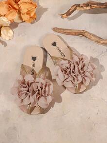 1 Pair Girls' Mesh Embroidered Heart & Diamond Lattice Design Flat Hollow Slip-On Shoes, Cute Princess Style, Fashion, Soft & Lightweight, Round Toe, Hook And Loop Closure, Matching Mom's Size, Suitable For 2-14 Years Old Girls, All Seasons, Party, Holiday - 橘色 - 查看 4