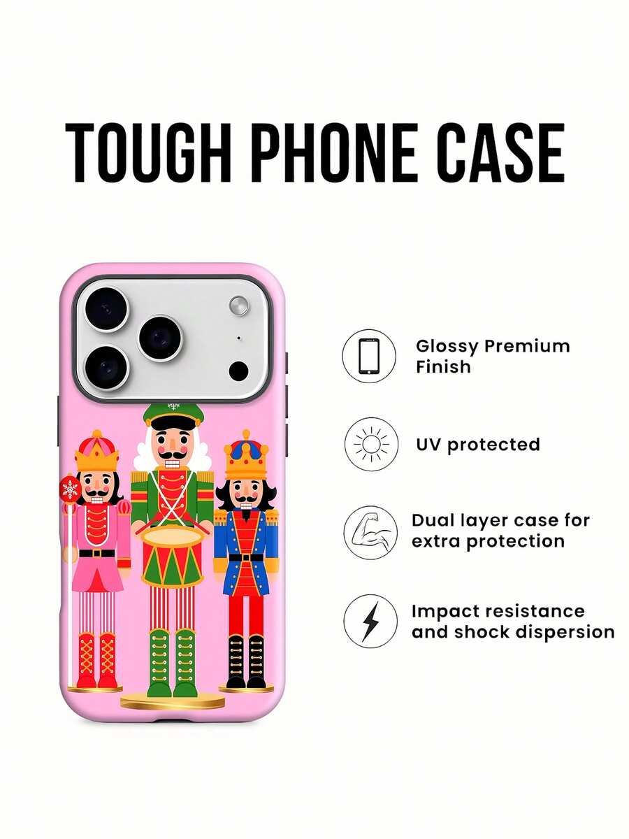 Estuche para teléfono con personaje de Cascanueces bailando Compatible con estuches para teléfonos 17 16 Pro Max 15 Pro Max 13 y 12 Hecho de material TPU a prueba de caídas, resistente al desgaste y cómodo de sostener Un gran regalo para familiares, amigos, seres queridos, novios/novias y para Navidad - Blanco - Ver 1