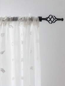 1pc Lightweight White Floral Lace Solid Color Holiday Home Decorative Curtain And Sheer - White - View 3