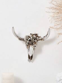 1pc Nordic Viking Culture Animal Skull Wall Decor, Gold/Silver Foil Resin Animal Sculpture, Bookshelf & Home Decor Accent, Wall Hanging For Home, Bar, Restaurant, Party - Multicolor - View 10