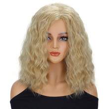 女士中长款水洗卷发假发，14英寸侧分假发，高密度耐热假发，适合日常、派对、嘉年华、音乐节等多种场合。 - 彩色 - 查看 13