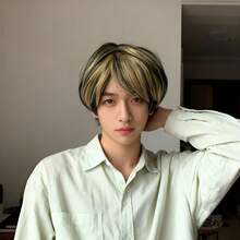 假发，日式正太男孩渐变刘海短发，合成纤维逼真全头假发，棕色短刘海假发，适合角色扮演和日常佩戴 - 彩色 - 查看 8