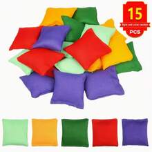 15个装尼龙豆袋，小号，彩色散装豆袋，适合投掷游戏，是节日派对、娱乐活动、户外运动和健身的理想之选。用途广泛，适用于沙滩、公园、庭院、排球场、帆布球场、足球场、团队建设、训练道具以及各种户外活动。 - 彩色 - 查看 4