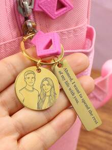 Personalized Keychains, Customized Photo Keychains, Cute Keychains, Customized Text & Image Keychains, Couple Keychains, Ladies' Customized Text Keychains, Bag Charms, Men's Keychains, Fun Keychains, Wedding Gifts, Stainless Steel Keychains, Valentine's Day Gifts, Couples, Father, Mother, Family - Style a - View 4