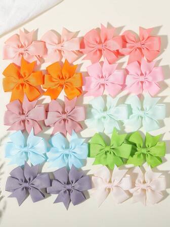 20Pieces Macaron Color Bow Hair Clips For Kids, Versatile School Style, Vibrant Colors, Fun Baby Hair Accessories,