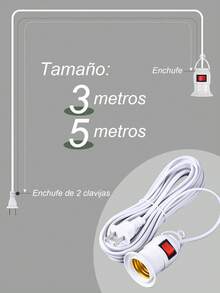 2 Piezas Extensión de 3m/5m de extensión colgante de linterna colgante con enchufe E26/E27, con un interruptor de encendido/apagado. - 2 piezas - Ver 5