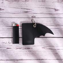 1pc PU Leather Bat Wing Design Lighter Case - Durable PVC And PS Material, Keychain Closure, Fashionable Black Surface, Compact Size, Easy To Carry - Ideal Accessory For Outdoor Sports Enthusiasts