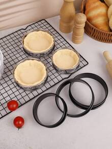 1个/3个/4个双层加厚不锈钢慕斯模具，圆形，底部可拆卸，8厘米+9.5厘米+10厘米三种尺寸，银色和黑色两种颜色，专业烘焙工具，适用于制作芝士蛋糕、水果挞、慕斯、玛芬蛋糕、饼干、派等。 - 彩色 - 查看 6