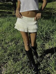 Women Y2K Ruffle Mini Skort Skirt Low Rise Layered Tiered Hem Short Skirt Summer Going Out Skirts Party Clubwear - 白色 - 查看 10