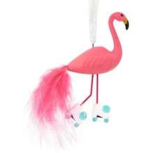 Hallmark Dinosaurio en Sombrero de Papá Noel, Adorno de Navidad, Resina, Divertida decoración de árbol(Flamenco de patinaje sobre ruedas) - Multicolor - Ver 2