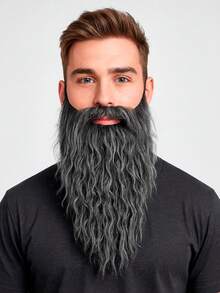 1pc Long Waterfall Beard, Natural Wearing Effect, Suitable For Halloween, Christmas Masquerade Costume, Beard Mask, Cosplay