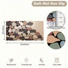 1 件豪华 PVC 淋浴垫，带排水孔 - 防滑、柔软舒适、快干浴垫，带丝瓜按摩、防滑背衬、2600gsm、0.39 英寸厚度、矩形家居浴室装饰秋季装饰返校 - 彩色 - 查看 5