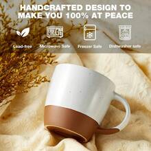 Mora Color Ceramic Mug Set Of 6 (18oz), Home Barista Latte Cup With Handle, Microwave S*Afe, Modern Kitchen Essential For Coffee Tea Hot Chocolate - 各種中性色 - 查看 5