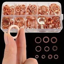 200pcs Copper Seals Kit - Includes Flat Washer, Nuts, And Bolts - Complete Set In A Sturdy Box For Various Applications