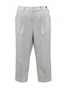 Plus Size Ankle Pants, Solid Color Ruched Slant Pocket Slim Fit Trousers, Fashionable Design Elegant Style, Suitable For Commuting, Office, Dating, Wedding, Christmas, Chinese New Year - Apricot - View 1