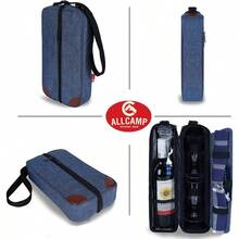 ALLCAMP - Bolsa de vino aada con copas de vino abridor de botellas y accesorios de vino para amantes del vino bolsa de regalo portátil para viajes picnic e ideas de regalo azul - Azul - Ver 7