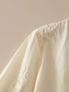 女士宽松复古刺绣半透明度假连衣裙，春夏优雅款 - 米色 - 查看 6