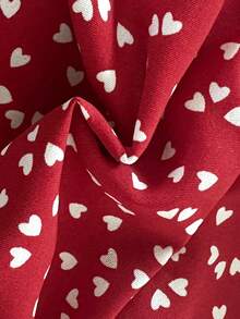 女童时尚爱心印花荷叶边下摆无袖连体裤+腰带