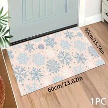 1pc Christmas Snowflake Pattern Floor Mat, Kitchen Floor Protective Pad, Comfortable Standing Mat, Living Room Bedroom Bathroom Laundry Office Area Rug, Home Decor Indoor