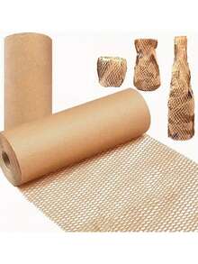 10M Long High-Quality Filled Bubble Wrap Roll, Durable Brown Kraft Paper, Gift Packaging & Fragile Item Protection, 38cm/30cm Wide, No Assembly Required, Packaging Supplies, Packaging Newsprint - Brown - View 1