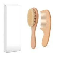 4件套婴儿刷套装 - 柔软刷毛搭配天然木柄，新生儿护理套装，必备婴儿用品，有助于去除乳痂