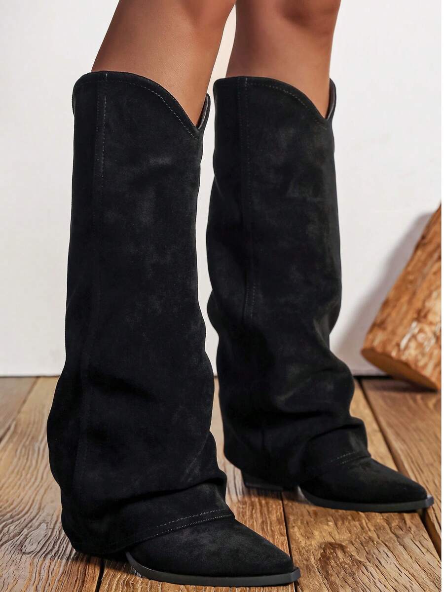 wellspring Women's Pointed Toe Thigh High Fashion Boots, Versatile For Everyday Wear - Black 2 - View 1