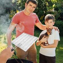 YQQ Parrilla Para Asar Estante Perforado De Metal Sin Revestimiento Con Mango Aislante Para Camping Cocina Pan Carne Verduras 15.35X7.87 Pulgadas2179 - Pago - Ver 3