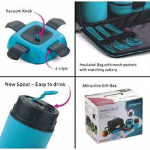 PZW Insulated Lunch Box Bag Set for Adults and ~ Pinnacle Insulated Leakproof Thermal Lunch KitLunch BagThermo bottle2 Lunch Containers With NEW Heat Release ValveMatching Cutlery Blue2537 - Azul - Ver 8