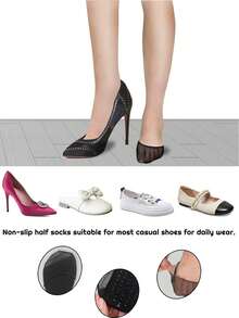 QKC 1 Pair Women's Half Toe Socks, Non-Slip Design, Invisible Half-Cut Socks With Cushion Pads - Multicolor - View 5