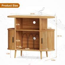 Mid Century Modern Record Player Stand With Storage - Vinyl Record Storage Cabinet & Media Console Holds 300+ Records, Turntable Stand For Bedroom Living Room - 小自然 - 查看 7