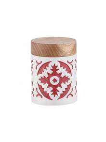 CMYD Studio 1pc Original Bohemian Ceramic Storage Jar, Flower Pattern Coffee Beans Nuts Candy Storage Canister, Airtight Seal Tea Spice Bean Jar, Suitable For Kitchen Restaurant Seasoning Spice Canister, Coffee Shop Bean Storage Jar, Home Decor Gift