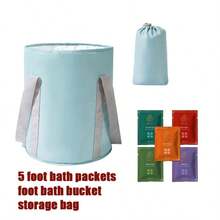 带提手可折叠足浴盆，便携式洗脚袋，适用于家庭、旅行和露营，保温折叠足浴桶，旅行折叠足浴袋，五层保温折叠足浴盆，足浴盆，家用水疗产品 - 彩色 - 查看 1