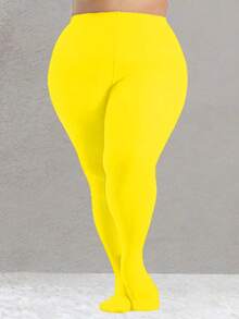 1 Pair Of Candy-Colored Women's Plus-Size Pantyhose, Super Soft Solid Color Semi-Transparent Pantyhose, High-Waisted Silk Stockings, Suitable For Daily Use - Multicolor - View 10