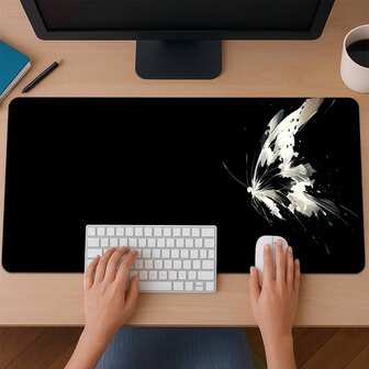 1-Pack Black-Background Ink-Wash Butterfly Art Mouse Pad - Multi-Size High-Definition Printing, Washable & Durable, Versatile Mat For Professional Workplaces / Home Desktops / Student Desks / Coffee Shop Light Workspace Workstations