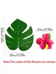 36/54/60 st tropiska festdekorationer - palmblad, hibiskusblommor etc. - perfekt för djungel-, fest-, födelsedags-, strand- och grilltema! Påsk-, jul-, halloween-, alla hjärtans dag-, ramadanpresenter, lämpliga för luau- och djungeltemafester - konstgjord hem- och evenemangsdekor, luau-tillbehör | färgglada blomsteraccenter, hawaiianska festdekorationer - Multifärgad - Visa 8
