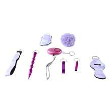 Juego de 9 llaveros con alarma fuerte y silbato de cuero sintético para mujer, color morado - Morado - Ver 3