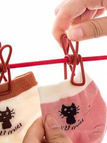 Portable Windproof Clothesline With Clips, Adjustable Clips - Durable And Suitable For Balcony And Outdoor Drying - Multicolor - View 1