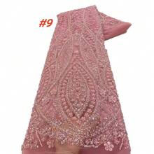 Nigerian Beaded Sequins Lace Fabric 2026 High Quality Lace French African Embroidered Fabric For Sewing Women's Evening Dress Material