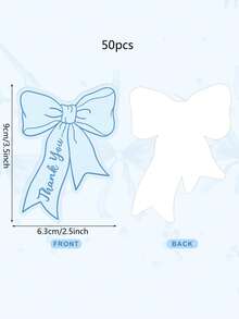 10/20/50pcs Pink & Blue Bow Thank You Cards,Bowknot Small Business Cards Thank You Notes Suitable For Business, Weddings, Anniversaries, Parties, Baptisms, Graduations, Holidays, Birthdays, Thanksgiving, Teacher's Day, And More To Express Gratitude To Guests, Friends, And Family - Multicolor - View 15