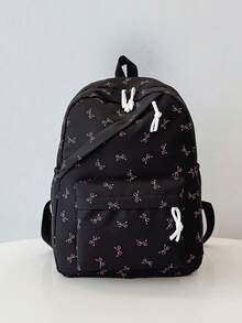 Fashionable Versatile Women's Handbag With Small Floral Print, Double Backpack Combination, School Backpack For Students - Blue - View 3