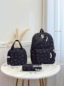 Fashionable Versatile Women's Handbag With Small Floral Print, Double Backpack Combination, School Backpack For Students - Blue - View 11