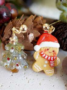 1 Pair Christmas Tree & Bell Rhinestone Earrings, Cute Stud Earrings For Women, Christmas Jewelry - Multicolor - View 4