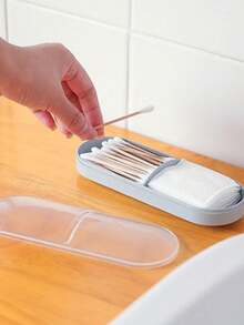 1 Peça Caixa de Cotonetes de Viagem de Algodão, Dispensador de Recipiente de Plástico, Caixa de Armazenamento Portátil de Cotonetes e Almofadas de Maquiagem, Recipiente de Acessórios para Cabelo, Recipiente de Armazenamento Portátil Pequeno de Cotonetes e Contas com Tampa