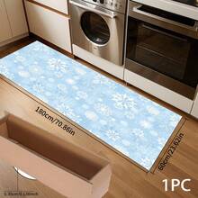 1pc Christmas Snowflake Pattern Floor Mat, Kitchen Floor Protective Pad, Comfortable Standing Mat, Living Room Bedroom Bathroom Laundry Office Area Rug, Home Decor Indoor