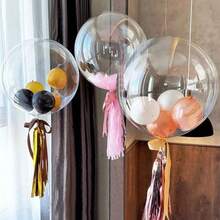 50 Piezas de Globos Bobo de Boca Ancha Burbuja Transparente Globo Bobo 20 Pulgadas Globo Burbuja Globos Reutilizables para la Decoración de la Fiesta de Cumpleaños de la Boda de Navidad - como en la foto - Ver 5
