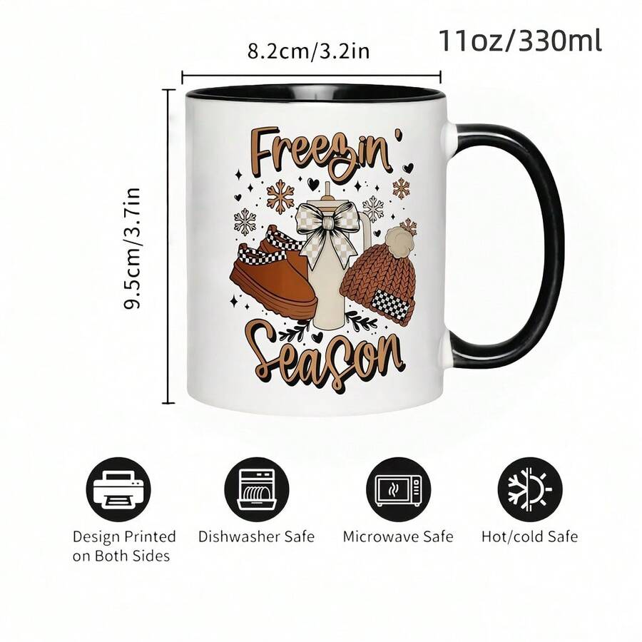 1pc "Halloween Theme Ceramic Mug" Mug, Coffee Cup, Tea Cup 11oz And 15oz "Halloween Frozen Season" Pattern, The Best Halloween Holiday Gift For Friends And Family, High Temperature Resistant, Machine Washable, Halloween Decoration Gift, Seasonal Mug, Festive Drinkware, Halloween Design, Decorative Cup, Highquality Ceramic, Durable Cup, Coffee Mug, Coffee Lovers, Gift Shoppers - Nhiều màu - Xem 1
