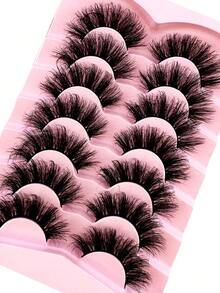 7 Pairs Half Lashes Cat Eye False Eyelashes Manga Eyelashes Short Soft 3d Faux Mink Eyelashes Natural Makeup,Gift For Women & Girl,7mm-16mm,False Eyelashes Natural,Ultra-Light,Long-Lasting,Enlarged Double Eye,Handmade,Soft,Skin-Friendly,Individual Lashes,Cat Eye Lashes,Professional,For Women-ST04 - 黑色 - 查看 4