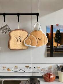 1 pièce Serviette de main en forme de pain mignon, serviette absorbante, style suspendu pour la cuisine, la salle de bain, la décoration de la pièce, absorbante et facile à nettoyer, serviette de cuisine, accessoires de salle de bain (il peut y avoir de légères différences de couleur entre l'image et le produit réel) - Multicolore - Voir 2